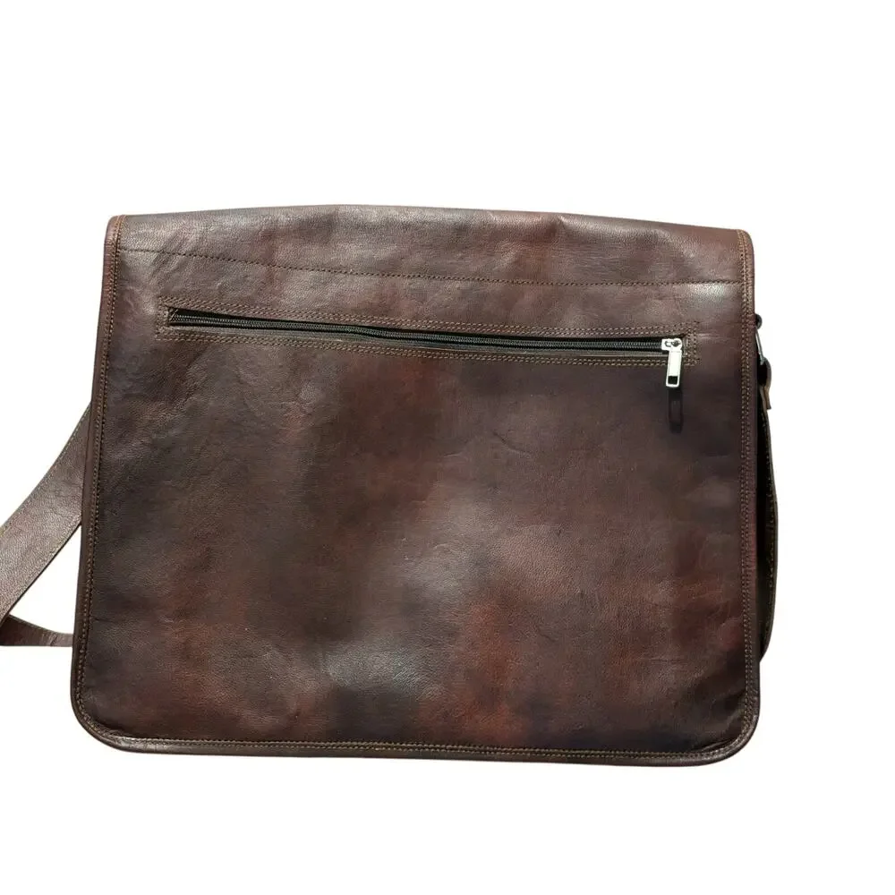 Brown No Fabric Content Canvas Lined Shoulder Strap Brief Bag